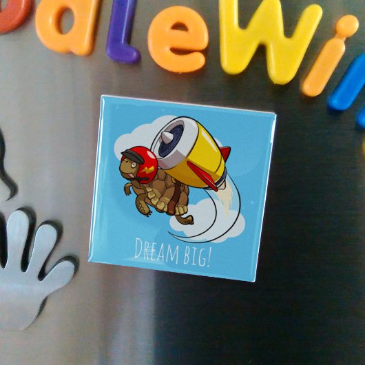 ドリームビッグ!ダイナミックやる気を起こさせる亀の漫画 マグネット