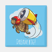 ドリームビッグ!ダイナミックやる気を起こさせる亀の漫画 マグネット (正面)