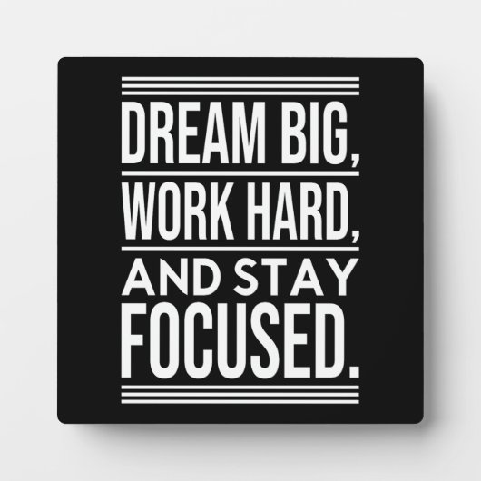 ドリームビッグ、仕事懸命、Stsay集中 – ジム、ハッスル フォトプラーク (正面)