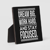 ドリームビッグ、仕事懸命、Stsay集中 – ジム、ハッスル フォトプラーク (正面)