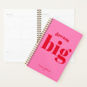 ドリームビッグ！赤モダンはっきりした – ホットピンクタイポグラフィ プランナー手帳 (ディスプレー)