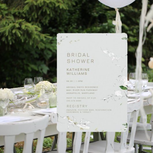 ドリームビーシーブライトセージモダンブライダルシャワー 招待状