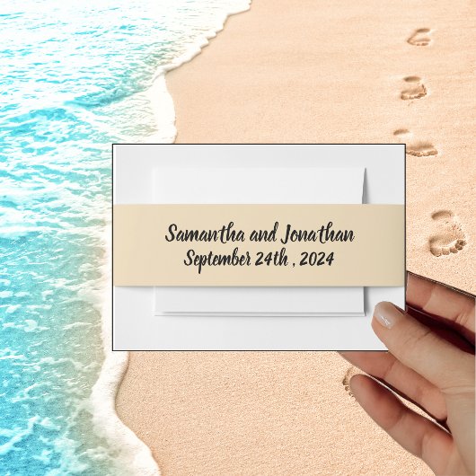 ドリームビーチをテーマにしたウェディング招待状のベルトバンド 招待状ベリーバンド
