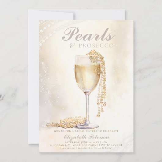 ドリームピアスプロセコブエレガントランチブライダルシャワー 招待状 (正面)