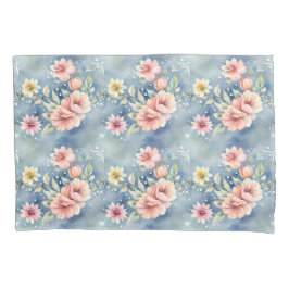 ドリームピコンテンポラリーンク&ブルーフローラ 枕カバー