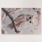 ドリームピンクさくらんぼフクロウ ジグソーパズル (横)