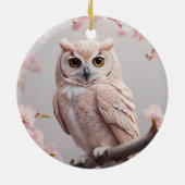 ドリームピンクさくらんぼフクロウ セラミックオーナメント (裏面)