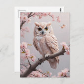 ドリームピンクさくらんぼフクロウ ポストカード (正面/裏面)