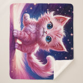 ドリームピンクキッテンペット子供部屋ユニークデザイン シェルパブランケット (正面)