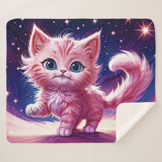 ドリームピンクキッテンペット子供部屋ユニークデザイン シェルパブランケット (正面(横))