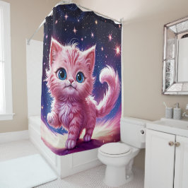 ドリームピンクキッテンペット子供部屋ユニークデザイン シャワーカーテン