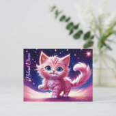 ドリームピンクキッテンペット子供部屋ユニークデザイン ポストカード (スタンド正面)