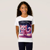 ドリームピンクキッテンペット子供部屋ユニークデザイン Tシャツ (正面フル)