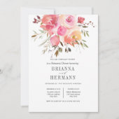 ドリームピンク |花結婚のリハーサルディナー 招待状 (正面)
