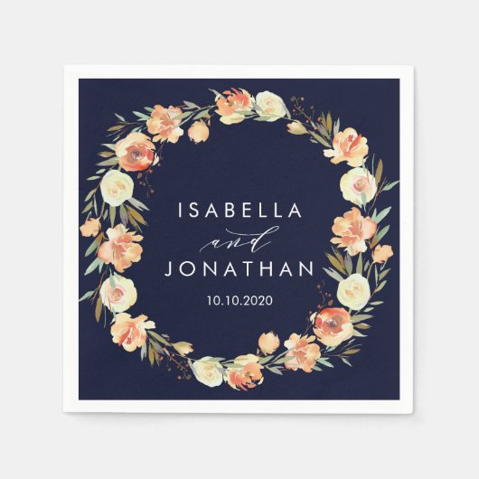 ドリームピーチとネ素朴イ結婚ビーパーソナライズされたズ スタンダードカクテルナプキン (正面)