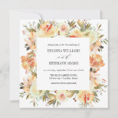 ドリームピーチ |ファンシー春フローラ結婚ダイヤモンド 招待状 (正面)