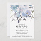ドリームブルー結婚フラワーズブライダルシャワーパーティー 招待状 (正面)