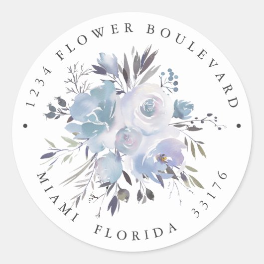 ドリームブルー |の結婚植物学差出人住所 ラウンドシール (正面)