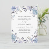 ドリームブルー |ファンシー素朴な花結婚の 招待状 (スタンド正面)