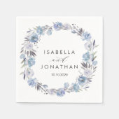 ドリームブルー |素朴結婚フローラパーソナライズされた スタンダードカクテルナプキン (正面)