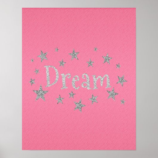 ドリームホットピンクとシルバーグリッターポスター ポスター (正面)