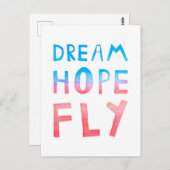 ドリームホープフライウォーターカラータイポグラフィ ポストカード (正面/裏面)