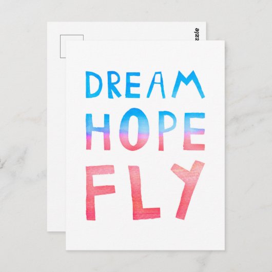 ドリームホープフライウォーターカラータイポグラフィ ポストカード (正面/裏面)