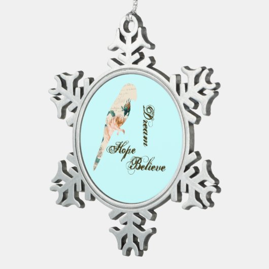 ドリームホープ信じバード スノーフレークピューターオーナメント (右)