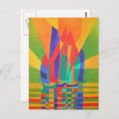 ドリームボート原色のキュビズムのジャンク ポストカード (正面/裏面)