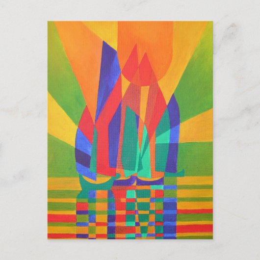 ドリームボート原色のキュビズムのジャンク ポストカード (正面)