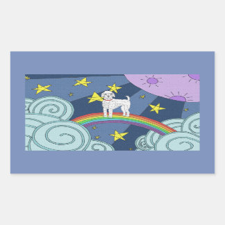 ドリームランドのプードル 長方形シール