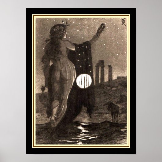 「ドリームランドの静かな音」アールヌーボープリント ポスター (正面)