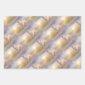 ドリームランニングホースのピンクの花の牧草地を ラッピングペーパーシート (正面3)