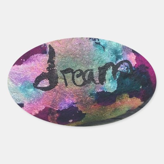 ドリームロック私絵を描はアルコールとインドのインクと。 楕円形シール (正面)