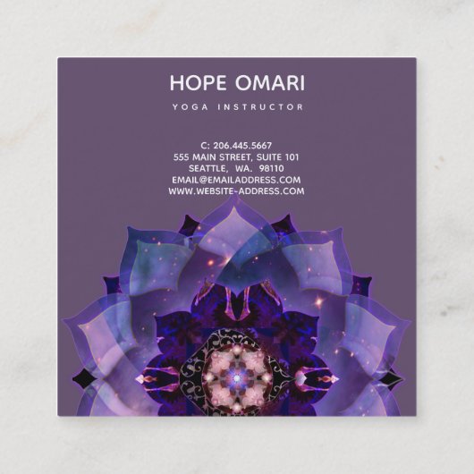 ドリームロータス瞑想曼荼羅 スクエア名刺 (裏面)