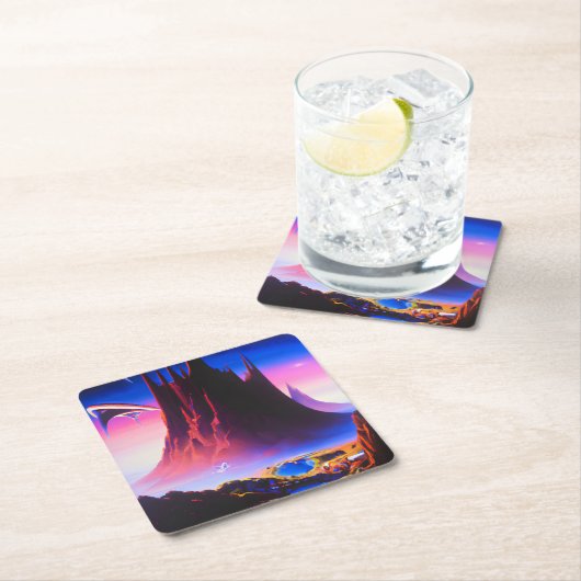 ドリームワールドオイルペインティング スクエアペーパーコースター (インサイチュ)