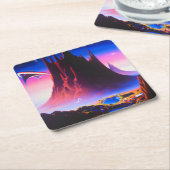 ドリームワールドオイルペインティング スクエアペーパーコースター (アングル)