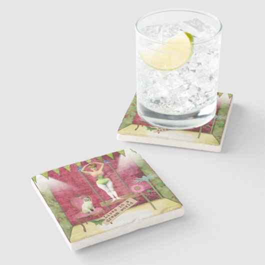 ドリームワールドヴィンテージファンキーバレリーナカレドアート ストーンコースター (横)