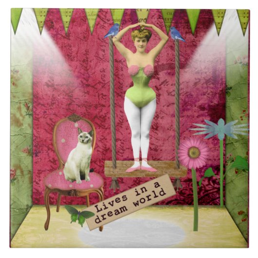 ドリームワールドヴィンテージファンキーバレリーナカレドアート タイル (正面)