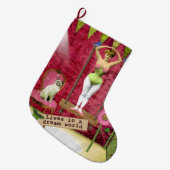 ドリームワールドヴィンテージファンキーバレリーナカレドアート ラージクリスマスストッキング (正面 (吊り時))