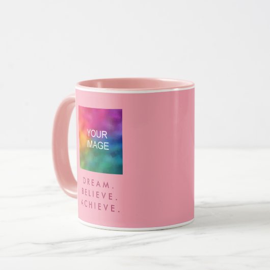 ドリーム信じエーやる気を起こさせる達成カスタム引用文 マグカップ (正面左)