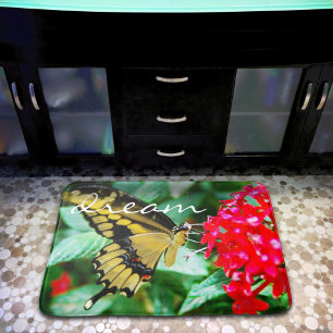 ドリーム引用文スクリプトイエローブラックバタフライフォト バスマット