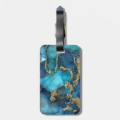 ドリーム·ブルー·ティール（緑がかった色）と金ゴールド ラゲッジタグ (裏面縦)