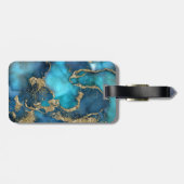 ドリーム·ブルー·ティール（緑がかった色）と金ゴールド ラゲッジタグ (裏面横)