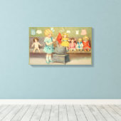 ドリーランドリー女の子のヴィンテージ遊の人形かわいい キャンバスプリント (インサイチュ (ウッドフロア))