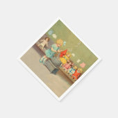 ドリーランドリー女の子のヴィンテージ遊の人形かわいい スタンダードカクテルナプキン (角)