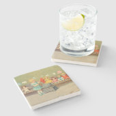 ドリーランドリー女の子のヴィンテージ遊の人形かわいい ストーンコースター (横)