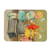 ドリーランドリー女の子のヴィンテージ遊の人形かわいい マグネット (横)