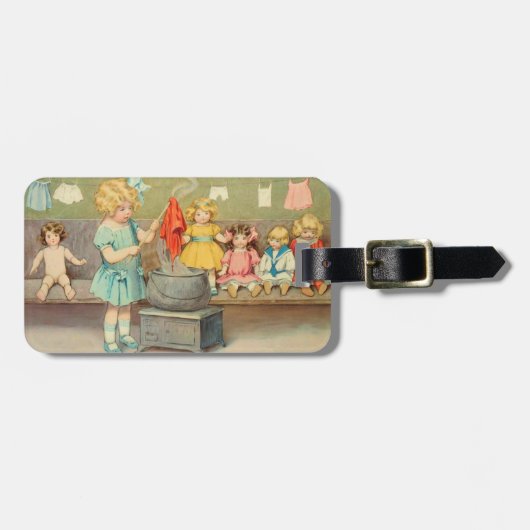 ドリーランドリー女の子のヴィンテージ遊の人形かわいい ラゲッジタグ (正面横)