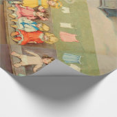 ドリーランドリー女の子のヴィンテージ遊の人形かわいい ラッピングペーパー (角)